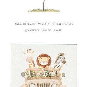 Boho Safari Animals Watercolor Clipart: Baby Shower Invitation (PNG, PDF) image 8