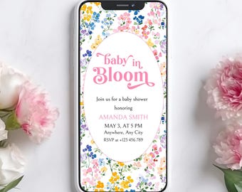 Baby in Bloom Shower Invitation: Animated Floral Evite (Canva Template)