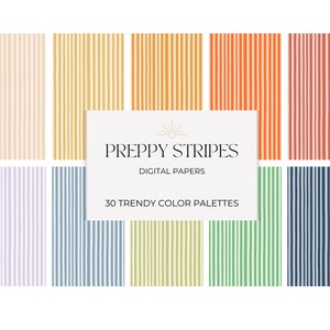 Modelli a strisce preppy Disegnati a mano pastello 30 colori Sfondi di carte digitali Strisce sottili verticali retrò vintage Coquette grandmillenaria