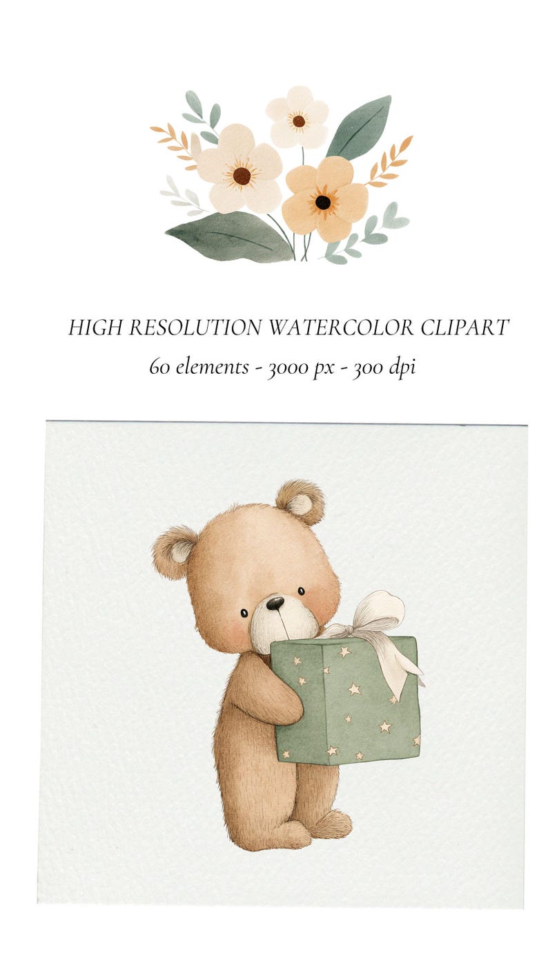 Sage Green Teddy Bear Clipart Set: Nursery & Baby Shower Graphics (PNG ...