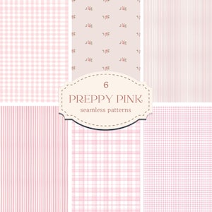 Modello senza cuciture preppy Grandmillenial Digital Papers, quadretti rosa a quadretti, rose, sfondi cottagecore shabby chic e coquette