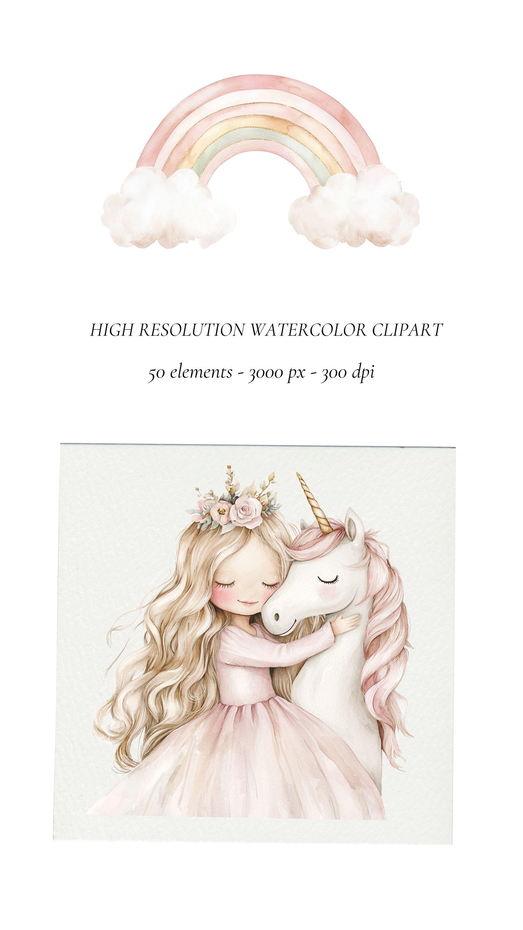 Princess & Unicorn Clipart: Pink Gold Fantasy Graphics (PNG) - Etsy