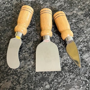 K12 - Hand Turned Black Limba Wood Handled Cheese Knife Set - 3 Pieces - Great Housewarming Gift