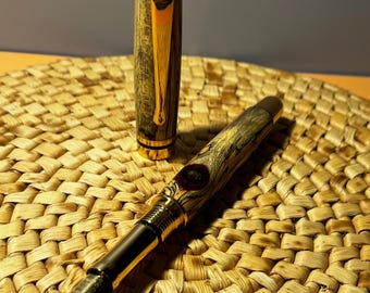 F3 Spalted Tamarind Cyclone Fountain Pen - Gold and Black Accents