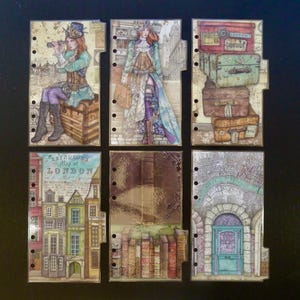 Personal size - Double sided laminated planner dividers  - &quot;Vintage travel&quot;
