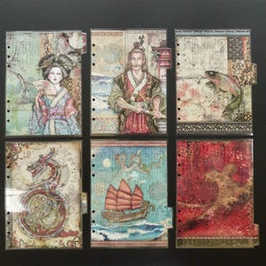 A5 - Double sided laminated planner dividers - &quot;Samurai&quot;