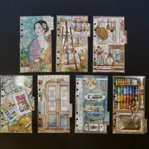 Personal size - Double sided laminated planner dividers  - &quot;Art&quot;