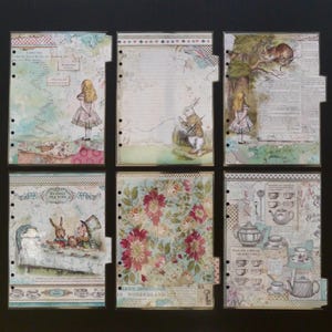 A5 - Double sided laminated planner dividers - &quot;Wonderland&quot;