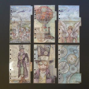 Personal size - Double sided laminated planner dividers  - &quot;Vintage travel&quot;