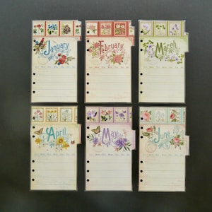 Personal size - Double sided laminated planner dividers  - &quot;Monthly dividers&quot;