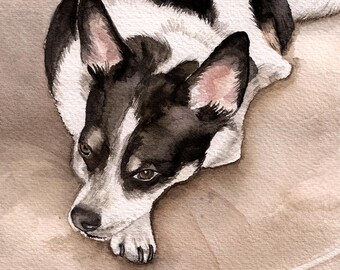 Pet portrait - original, custom made, one of a kind watercolor painting on paper of your dog or cat