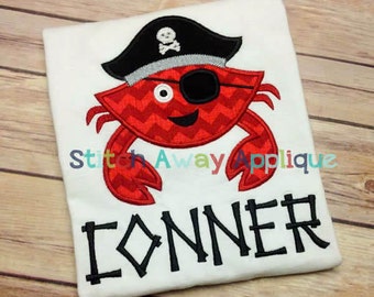pirate crab applique etsy