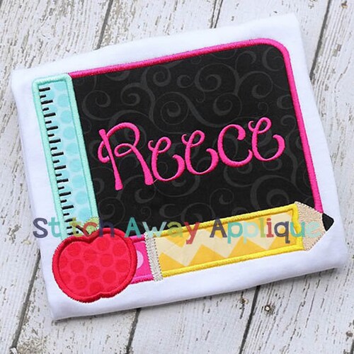 Back to School Chalk Board Embroidery Design Machine Applique Etsy
