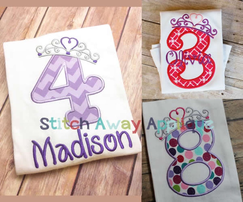 Princess Crown Number Set Numbers 19 Machine Embroidery Etsy