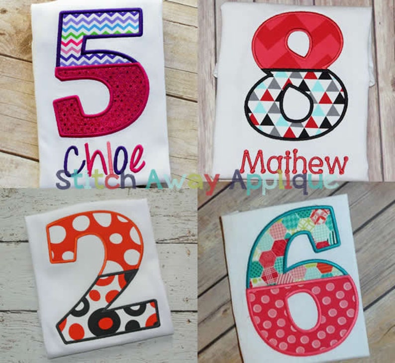 Split Halves Applique Number Set Machine Applique Design Etsy