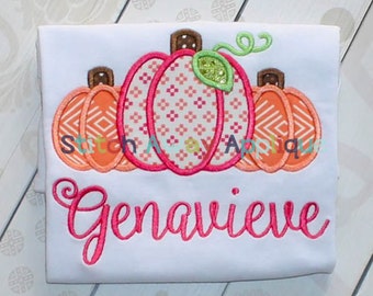 Pumpkin Trio Fall Autumn Thanksgiving Machine Applique Design