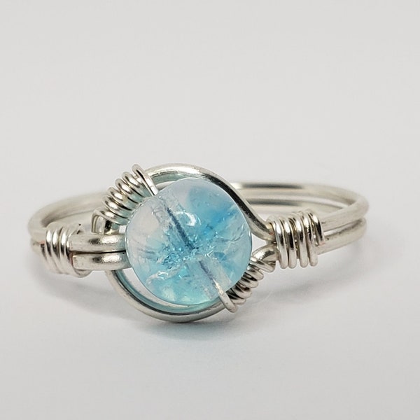 Vintage Sky Blue Crackle Ring