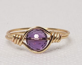 Small Faceted Amethyst Ring