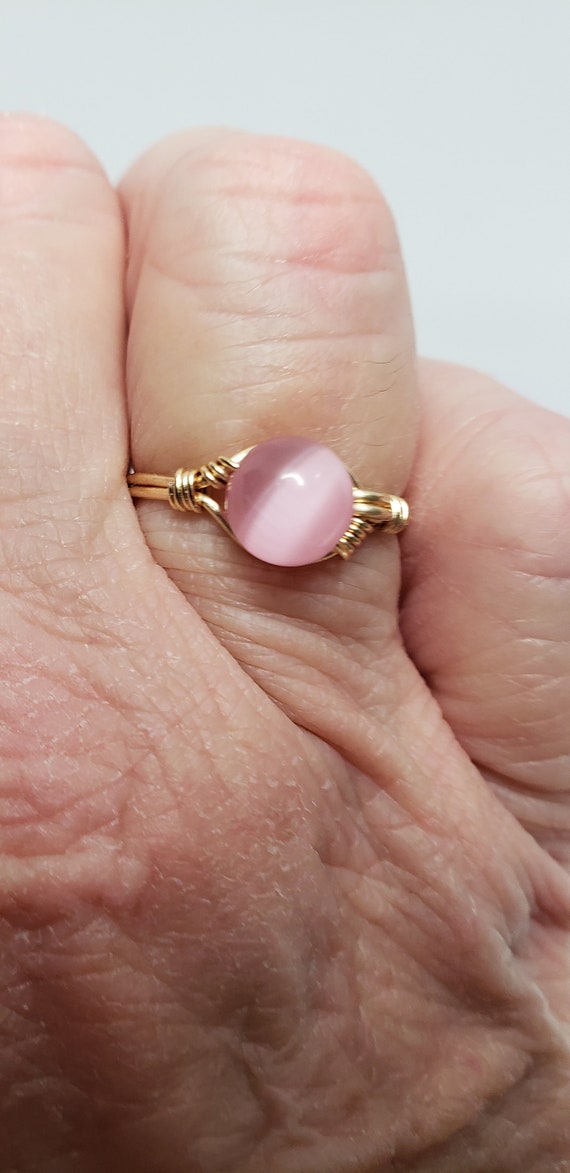 nff☆pink catseye ring Large Pink Cats Eye Ring - Etsy