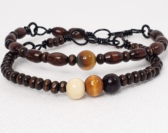 Two piece wooden bracelet set