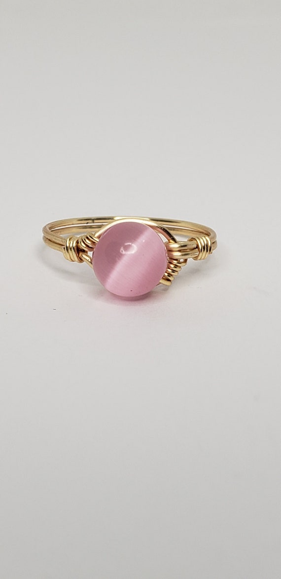 nff☆pink catseye ring Large Pink Cats Eye Ring - Etsy