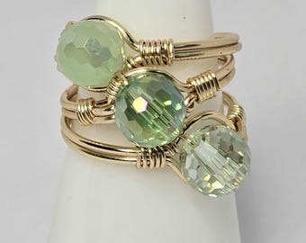 Green Crystal Faceted Ring