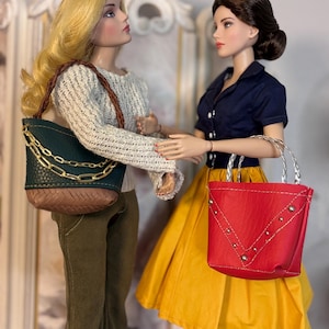 Übergroße Ledertasche für 16-Zoll Modepuppe, Tonner, bjd doll minifee