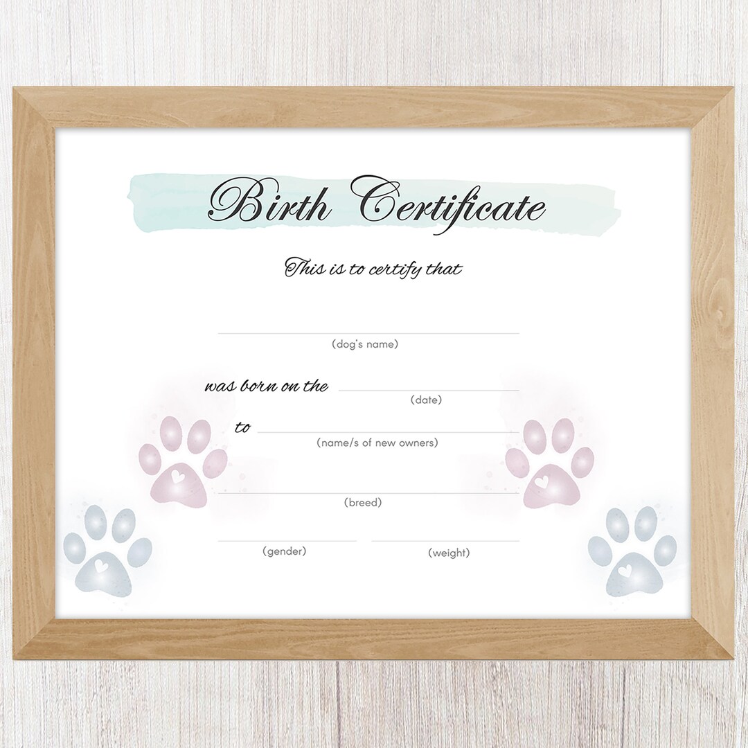 Puppy Birth Certificate, New Puppy Printables, Puppy Essentials ...