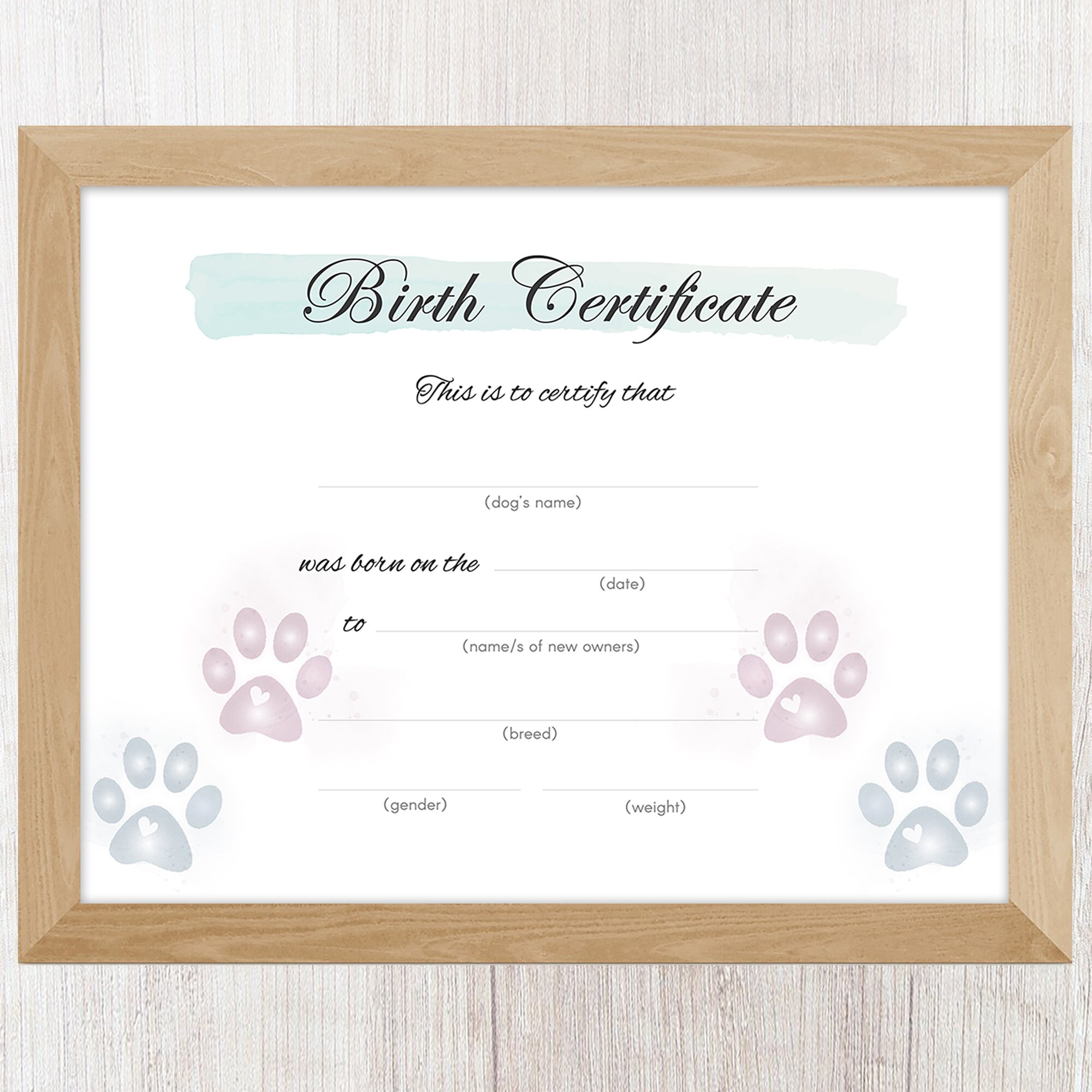 Puppy Birth Certificate, New Puppy Printables, Puppy Essentials ...
