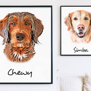 Custom Digital Pet Portraits from Photos | Personalized Dog, Cat Picture |  Birthday or Christmas Gift for Her, Him, Friends and Family
