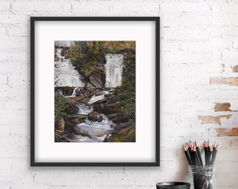 8x10 Matted "The Falls" Painting Print / Anna Ruby Falls Fine Art Wall Hanging / Giclee Print / Oil Painting / Waterfall / Nature Art