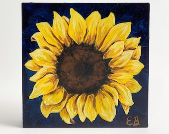 Sunflower painting / farm house decor / sunflower art /acrylic painting / gift idea / 6x6” / Tuscan decor
