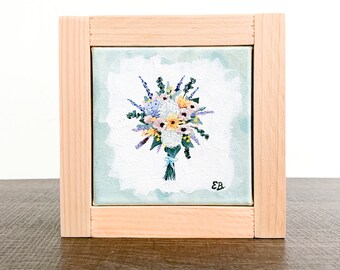 Wildflower Bouquet / Mini Flower Bouquet Painting / Farmhouse Decor / Wedding Gift / Bridesmaids Gift / Wedding Bouquet / Shelf Decor