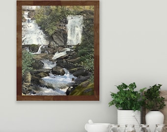 8x10 "The Falls" Painting Print / Anna Ruby Falls Fine Art Wall Hanging / Giclee Print / Oil Painting / Waterfall / Nature Art