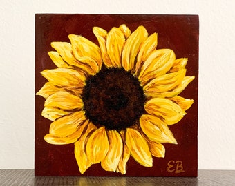 Sunflower painting / farm house decor / sunflower art / gift idea / 6x6” / custom / Tuscan decor