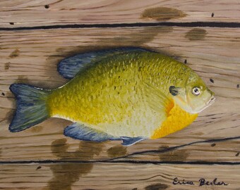 Fish Painting / Print / Rustic Art for Man Cave / Father's Day Gift / Gifts for Him / Fishing / Lodge Lake House Decor