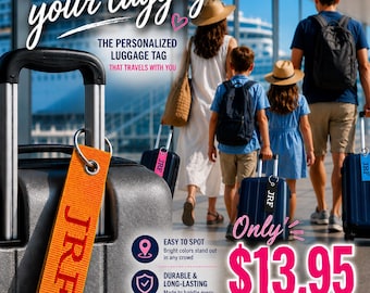 Personalized Embroidered Double Sided Luggage Tags / Bag Tags (Text limit 15 characters/spaces  PLEASE !  per side )
