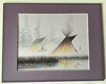 Del Iron Horse Original Art Drawing Lakota American Indian Western Art