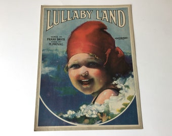 Vintage lullaby Land Frank Davis and M.Prival Piano Sheet Music 1919