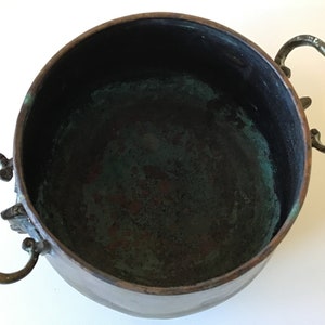 Vintage Copper Handled Pot Cauldron Planter with Fancy Bird Handles image 9