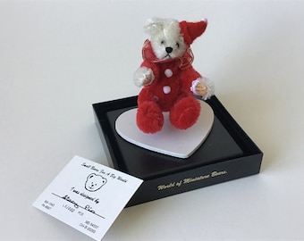 WMB World of Miniature Bears Gift Tie Toy Teddy Bear Red Cloth  1.5 in 