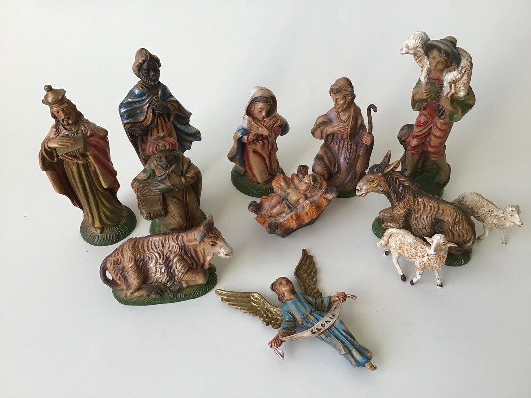 Vintage 12 Piece Nativity Set Italy Depose Figurines Etsy