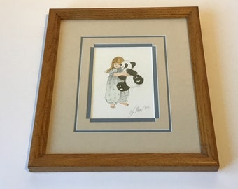 Pat Buckley Moss Limited Edition Print Amanda and her Panda Framed