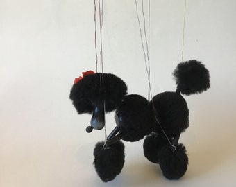 Vintage Pelham Puppet Marionette Doll Black French Poodle