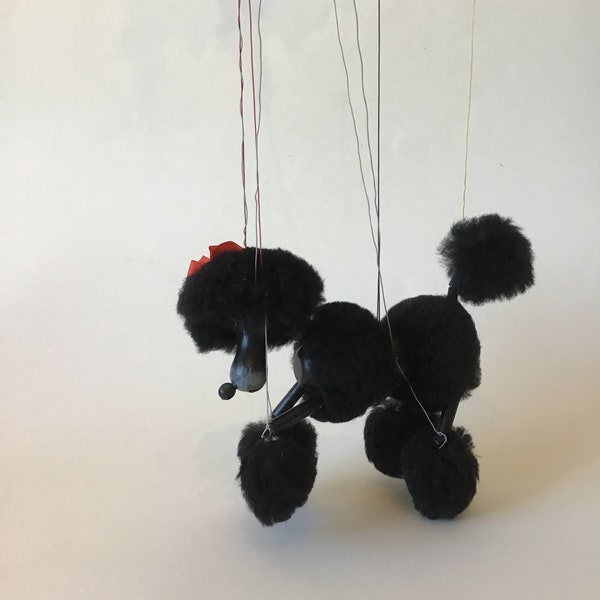 Vintage Pelham Puppet Marionette Doll Black French Poodle