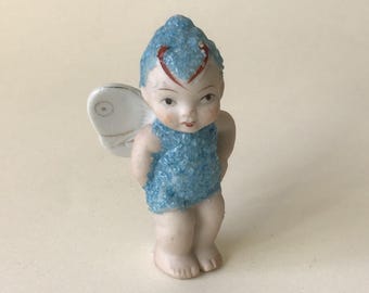 Vintage 1950’s Kitschy Ceramic Pixie elf Fairy Bug Butterfly Figurine Japan