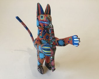 Oaxaca Alebrije Mexican Folk Art Gilberto Ortega Mendez Cat with Instrument