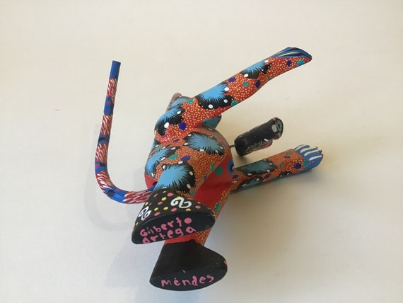 Oaxaca Alebrije Mexican Folk Art Gilberto Ortega Mendez Cat With