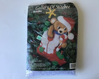 Bucilla Felt and Jewels Christmas Stocking Kit 33254 Wild West Santa Bear
