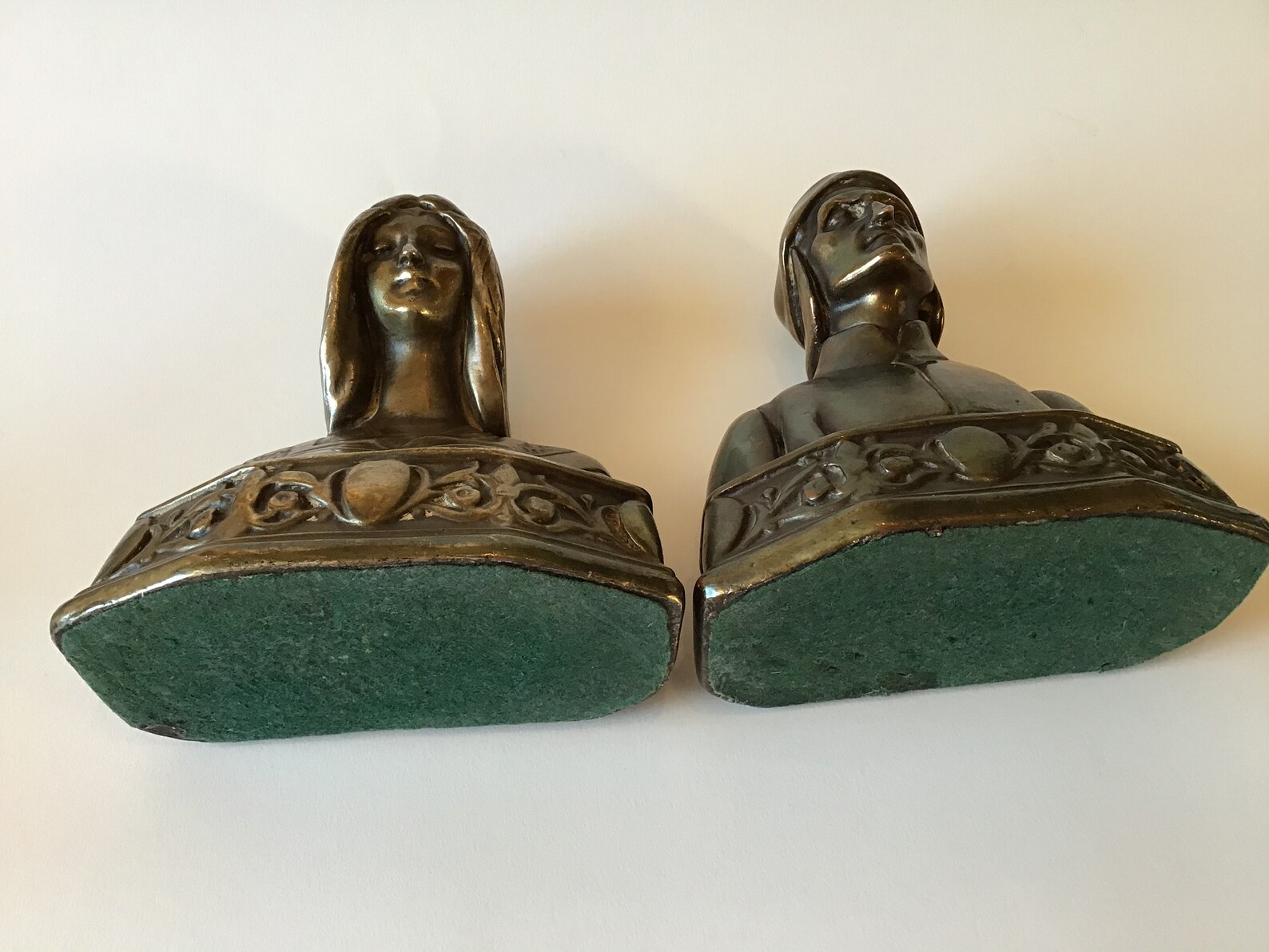 Antique Vintage Bronze Clad bookends Dante and Beatrice Etsy